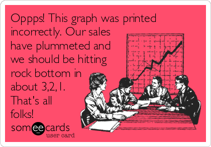 Oppps! This graph was printed
incorrectly. Our sales
have plummeted and 
we should be hitting
rock bottom in
about 3,2,1.
That's all
folks!