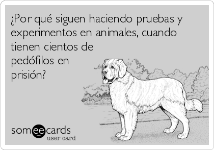 ¿Por qué siguen haciendo pruebas y
experimentos en animales, cuando
tienen cientos de
pedófilos en
prisión?