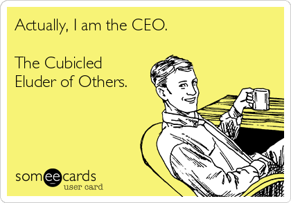 Actually, I am the CEO.

The Cubicled
Eluder of Others.