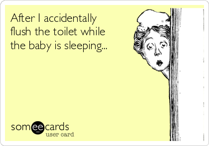 After I accidentally
flush the toilet while
the baby is sleeping...