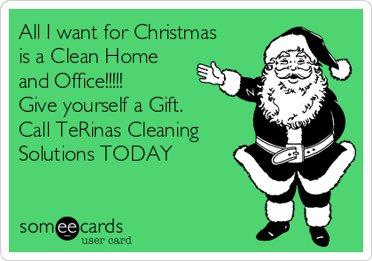 All I want for Christmas
is a Clean Home
and Office!!!!!
Give yourself a Gift.
Call TeRinas Cleaning
Solutions TODAY
