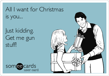 All I want for Christmas
is you...

Just kidding.
Get me gun
stuff!