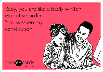 Baby, you are like a badly written
executive order. 
You weaken my
constitution.