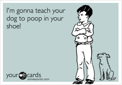 I'm gonna teach your
dog to poop in your
shoe!