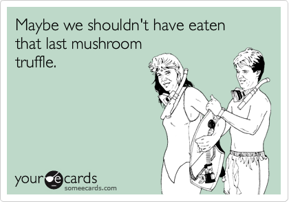 Maybe we shouldn't have eaten that last mushroom
truffle.
