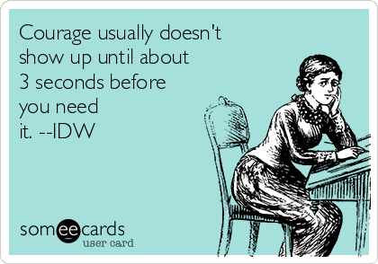 Courage usually doesn't 
show up until about
3 seconds before
you need
it. --IDW