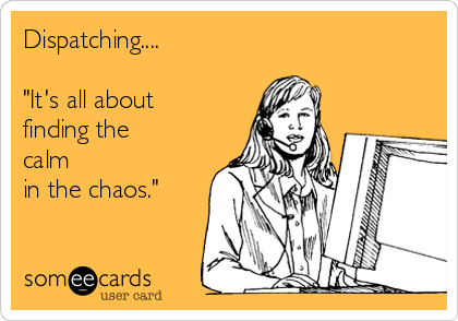 Dispatching....

"It's all about
finding the
calm
in the chaos."

