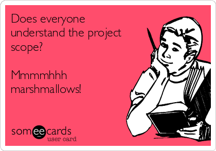 Does everyone
understand the project
scope?

Mmmmhhh 
marshmallows!