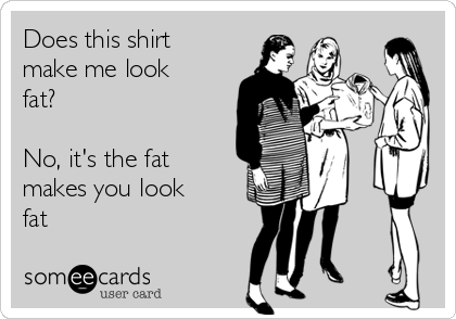 Does this shirt
make me look
fat?

No, it's the fat
makes you look
fat
