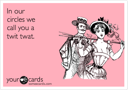 In our 
circles we
call you a
twit twat.