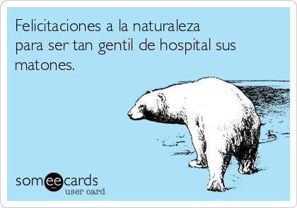 Felicitaciones a la naturaleza
para ser tan gentil de hospital sus
matones. 