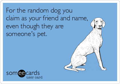 For the random dog you
claim as your friend and name,
even though they are 
someone's pet. 