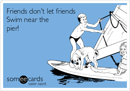 Friends don't let friends
Swim near the
pier!