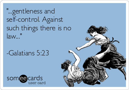 "...gentleness and 
self-control. Against
such things there is no
law..."

-Galatians 5:23