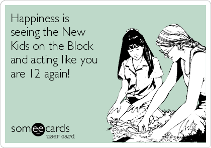 Happiness is
seeing the New
Kids on the Block
and acting like you
are 12 again!