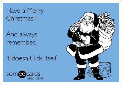 Have a Merry
Christmas!!

And always
remember...

It doesn't lick itself.