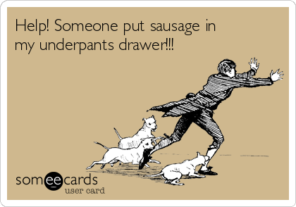 Help! Someone put sausage in
my underpants drawer!!!