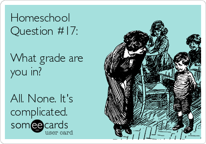 Homeschool
Question #17:

What grade are
you in?

All. None. It's
complicated. 