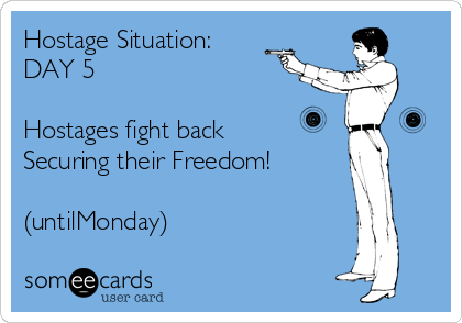 Hostage Situation:
DAY 5

Hostages fight back
Securing their Freedom!

(untilMonday)