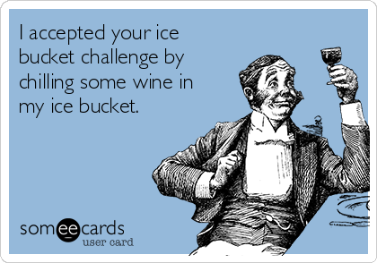 I accepted your ice
bucket challenge by 
chilling some wine in
my ice bucket. 