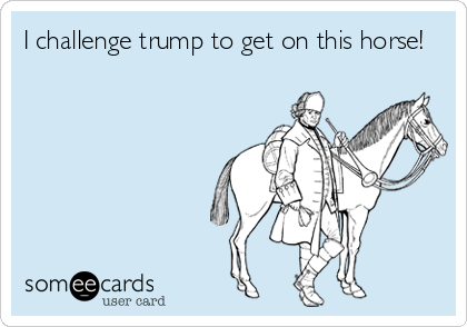 I challenge trump to get on this horse!