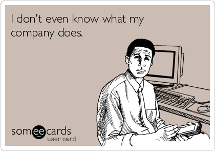 I don't even know what my
company does. 