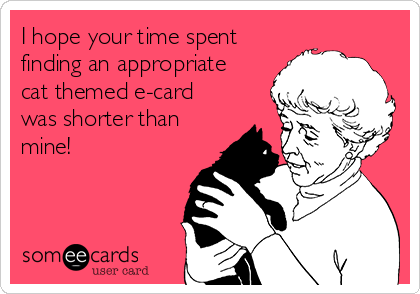 I hope your time spent
finding an appropriate
cat themed e-card
was shorter than
mine! 