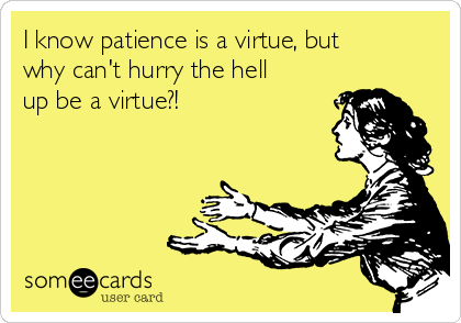 I know patience is a virtue, but
why can't hurry the hell
up be a virtue?!