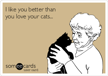 I like you better than
you love your cats...