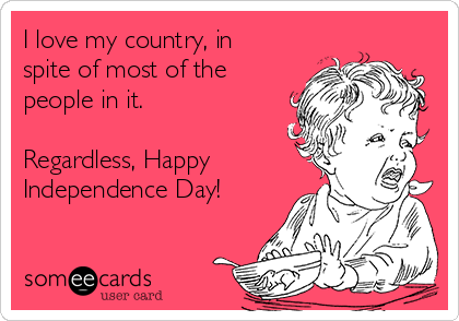 I love my country, in
spite of most of the
people in it.

Regardless, Happy
Independence Day!