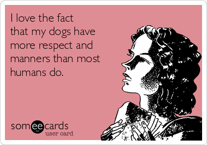 I love the fact 
that my dogs have
more respect and
manners than most
humans do.