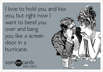 I love to hold you and kiss
you, but right now I
want to bend you
over and bang
you like a screen
door in a
hurricane.