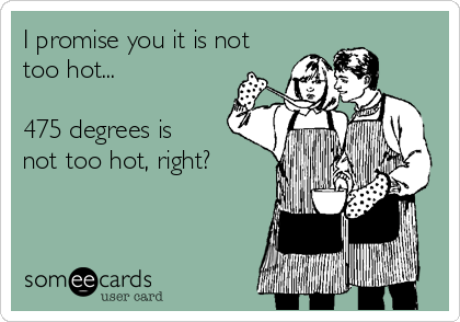 I promise you it is not
too hot... 

475 degrees is
not too hot, right?