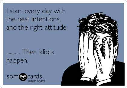 I start every day with
the best intentions,
and the right attitude


........... Then idiots
happen.