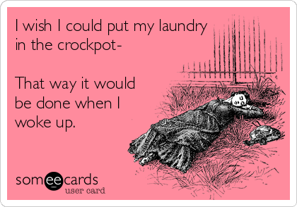 I wish I could put my laundry
in the crockpot-

That way it would
be done when I
woke up.