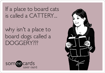 If a place to board cats
is called a CATTERY...

why isn't a place to
board dogs called a
DOGGERY???