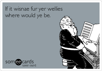 If it wisnae fur yer wellies 
where would ye be.