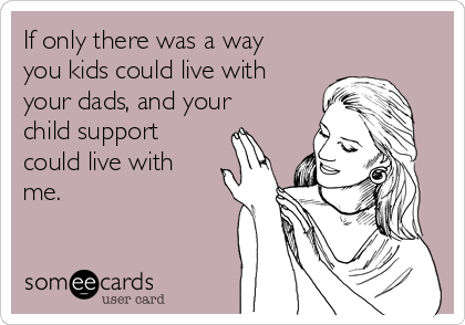 If only there was a way
you kids could live with
your dads, and your
child support
could live with
me.