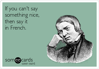 If you can't say
something nice,
then say it
in French.