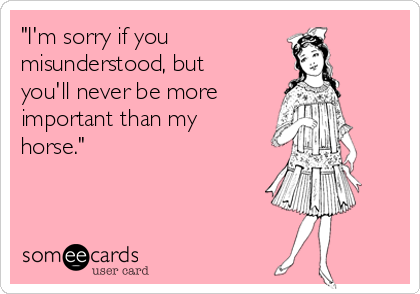 "I'm sorry if you 
misunderstood, but
you'll never be more 
important than my
horse."