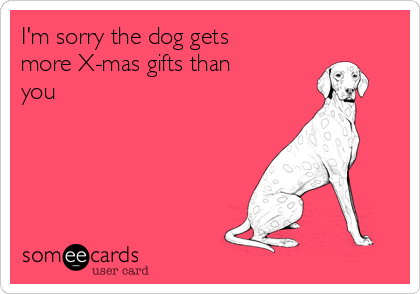 I'm sorry the dog gets
more X-mas gifts than
you