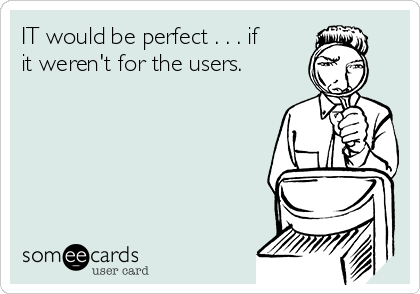 IT would be perfect . . . if
it weren't for the users.