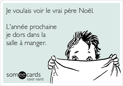 Je voulais voir le vrai père Noël.

L'année prochaine
je dors dans la
salle à manger.