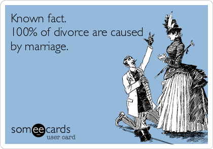 Known fact.
100% of divorce are caused
by marriage.