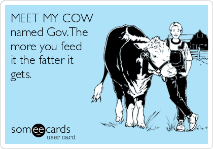 MEET MY COW
named Gov.The
more you feed
it the fatter it
gets.