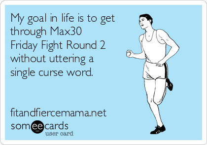 My goal in life is to get 
through Max30
Friday Fight Round 2 
without uttering a
single curse word.


fitandfiercemama.net