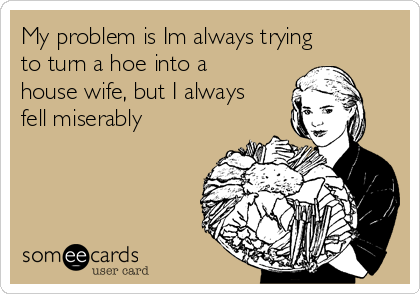 My problem is Im always trying
to turn a hoe into a
house wife, but I always
fell miserably