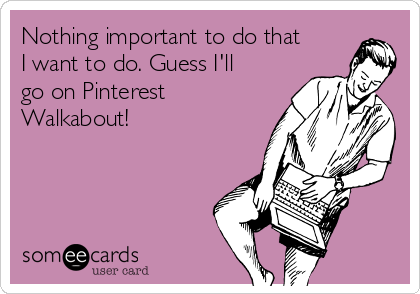 Nothing important to do that
I want to do. Guess I'll
go on Pinterest
Walkabout!