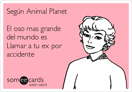 Según Animal Planet

El oso mas grande
del mundo es
Llamar a tu ex por
accidente