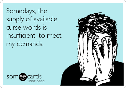 Somedays, the
supply of available
curse words is
insufficient, to meet
my demands.